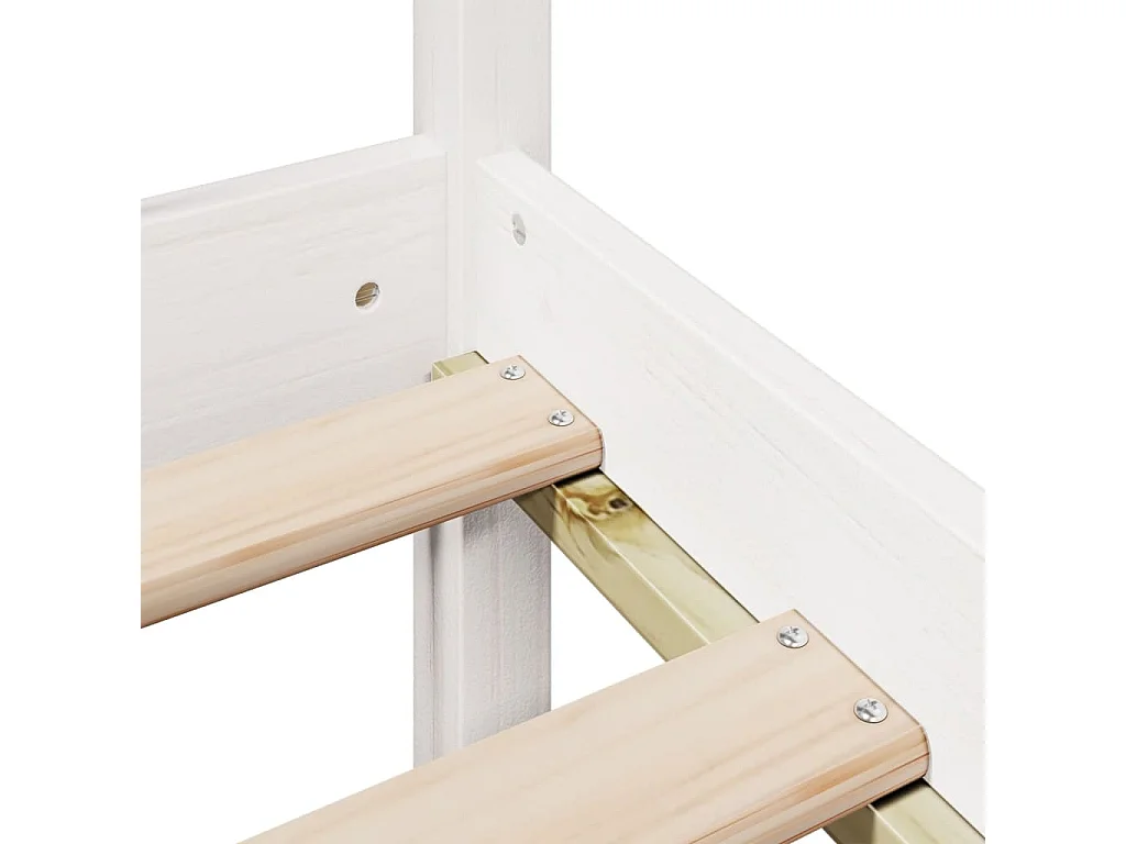 Lit bibliothèque sans matelas blanc 160x200 cm bois pin massif