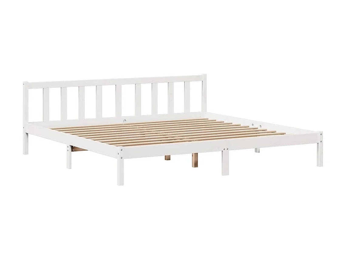 Lit bibliothèque sans matelas blanc 180x200 cm bois pin massif