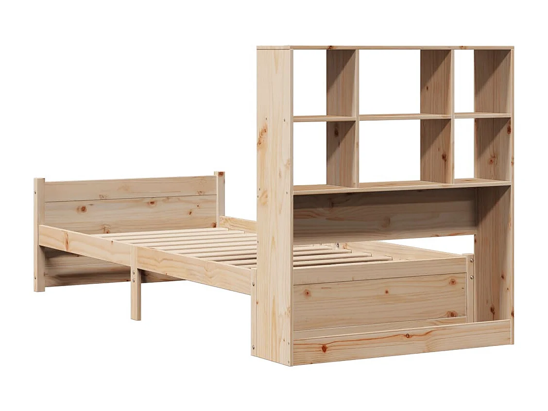 Lit bibliothèque sans matelas 90x200 cm bois de pin massif