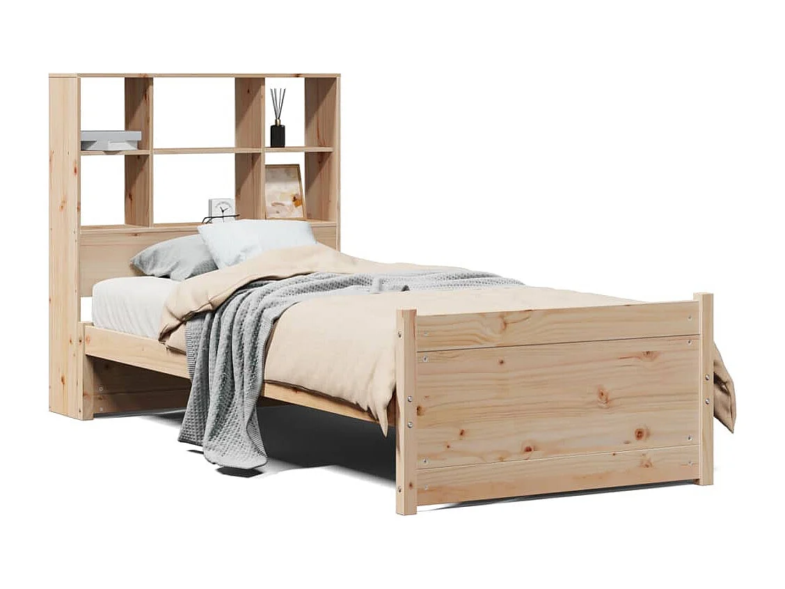 Massivholzbett mit Regal ohne Matratze 90x200 cm Kiefer