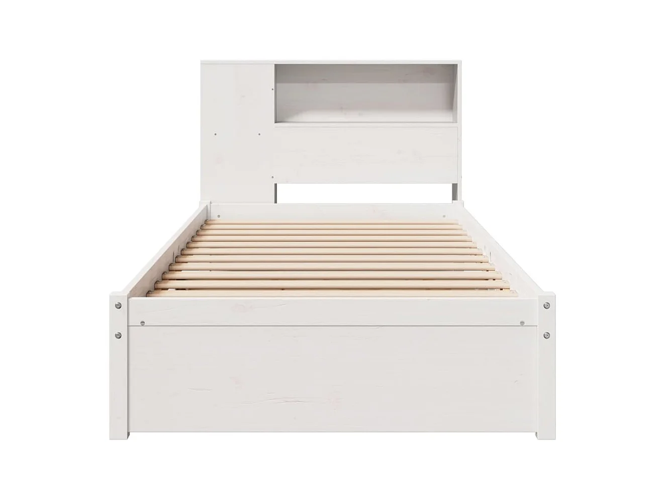 Lit bibliothèque sans matelas blanc 90x200cm bois de pin massif