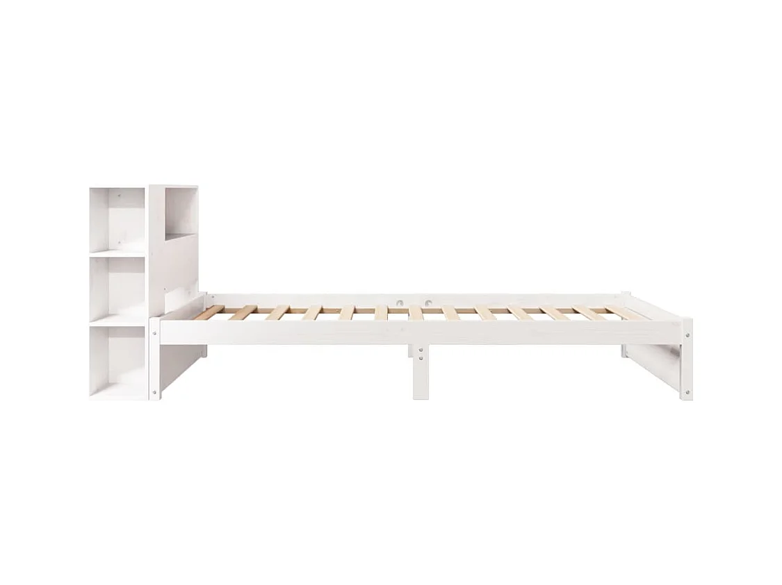 Lit bibliothèque sans matelas blanc 90x200cm bois de pin massif