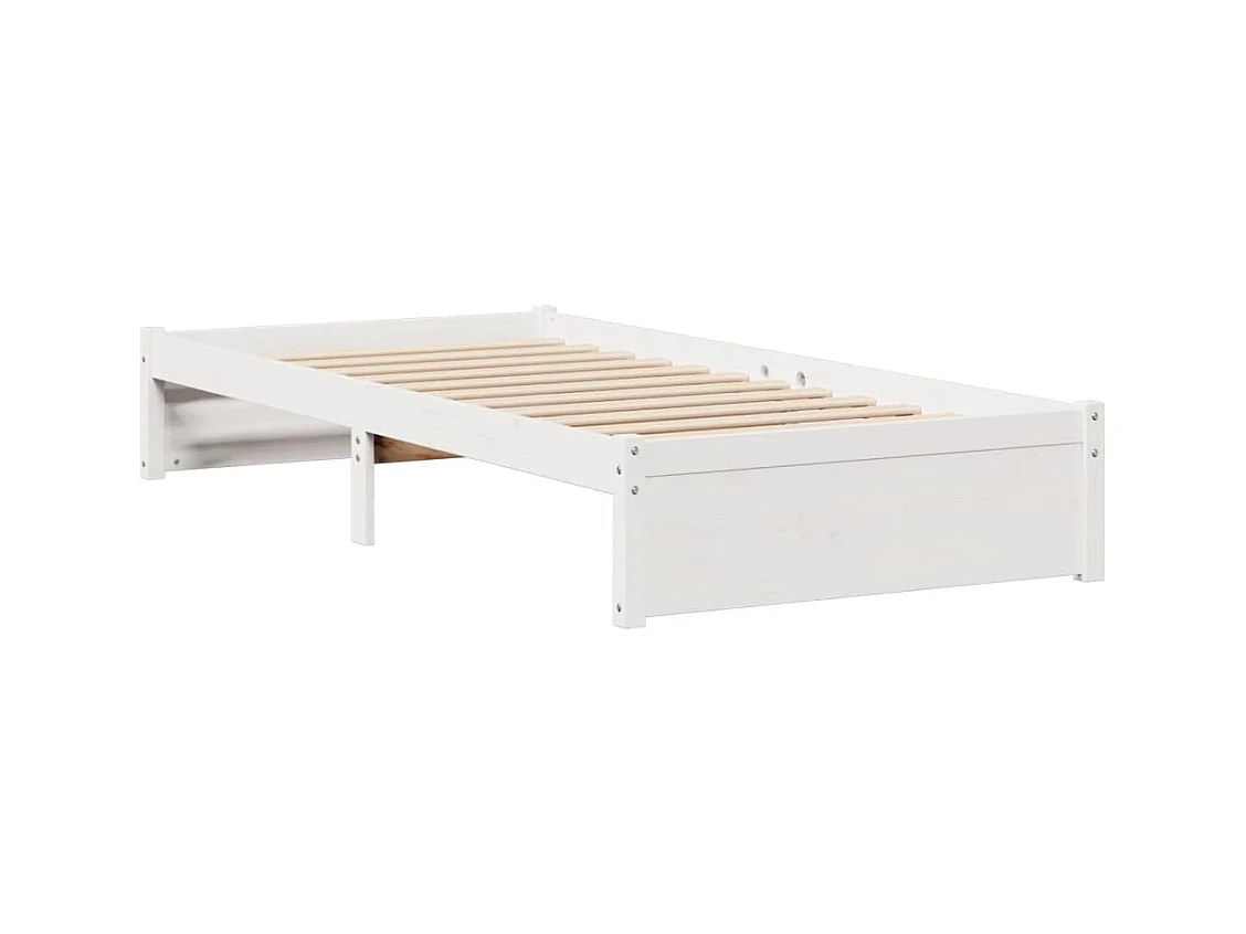 Lit bibliothèque sans matelas blanc 90x200cm bois de pin massif