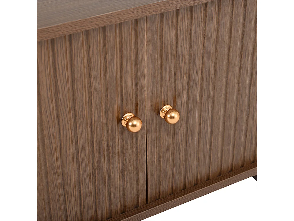 Table basse noyer 4 pieds rangement portes coulissantes 360° multifonction petit encombrement