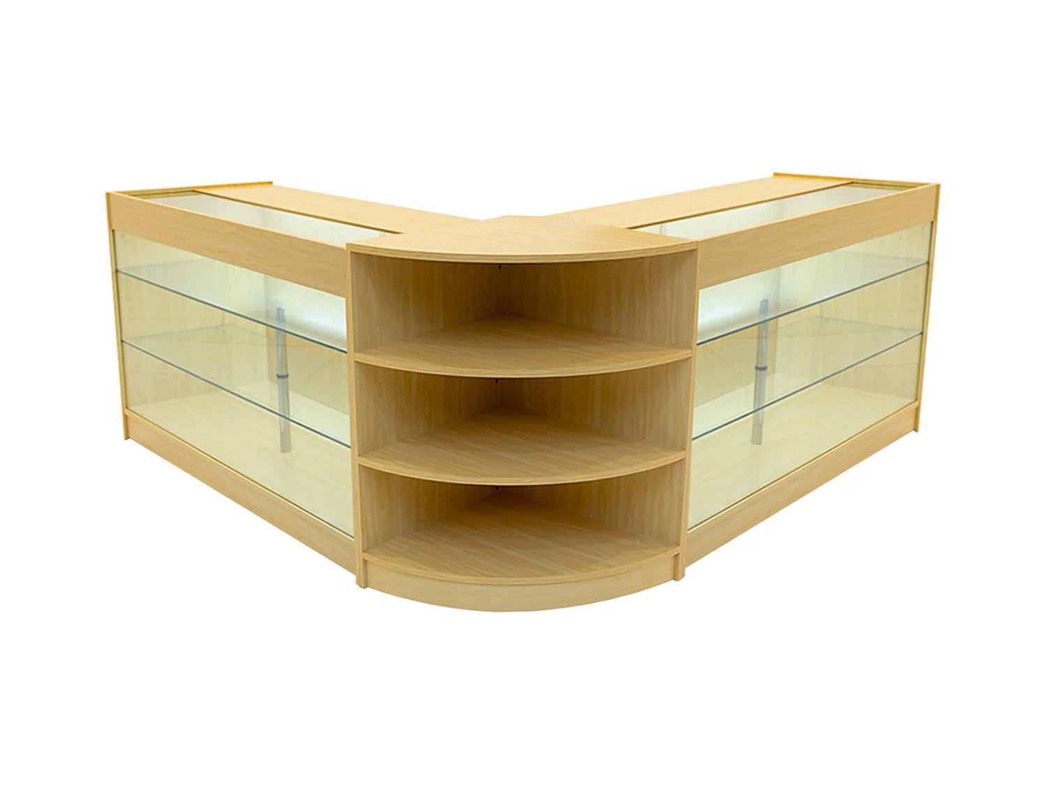 Set Bancone Acero Apollo LED K1500 LM60 con Vetrina Espositiva 3 Ripiani