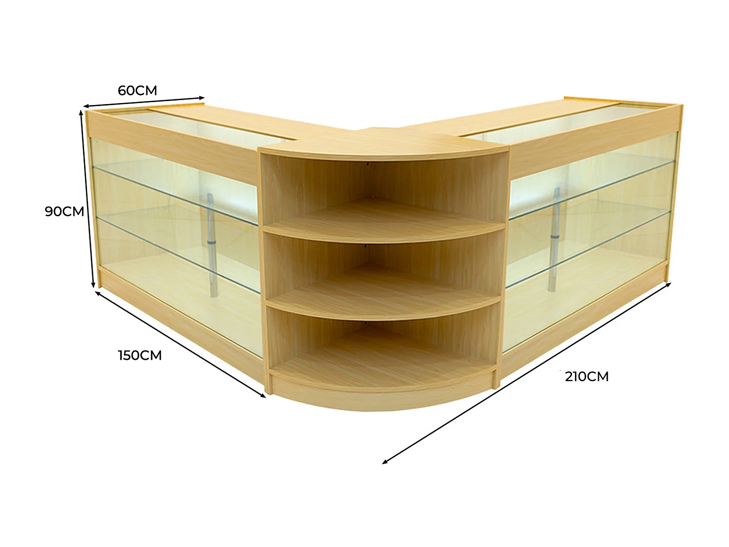 Set Mostradores Comerciales con Luz LED "APOLLO" LM60+ 2x K1500 – Arce