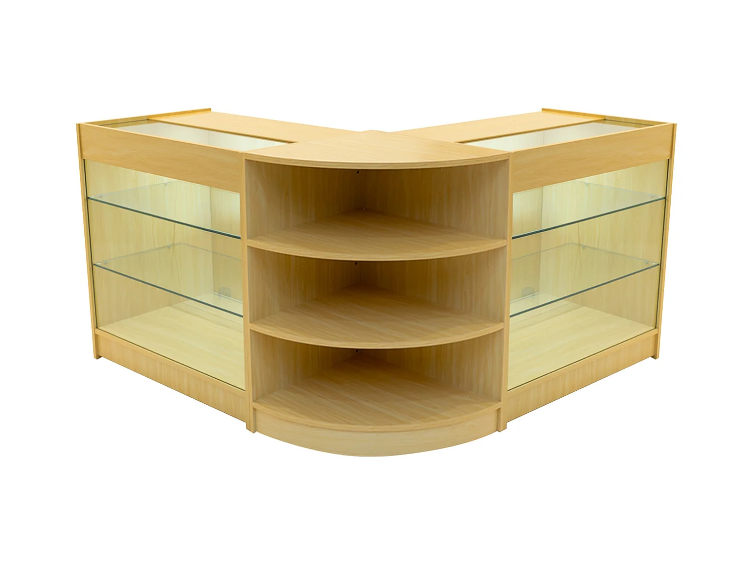 Set Bancone Acero Apollo LED K900 LM60 con Vetrina Espositiva 3 Ripiani