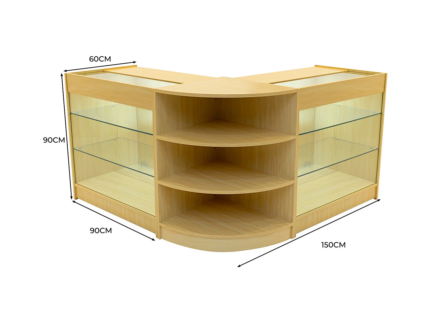 Set Bancone Acero Apollo LED K900 LM60 con Vetrina Espositiva 3 Ripiani