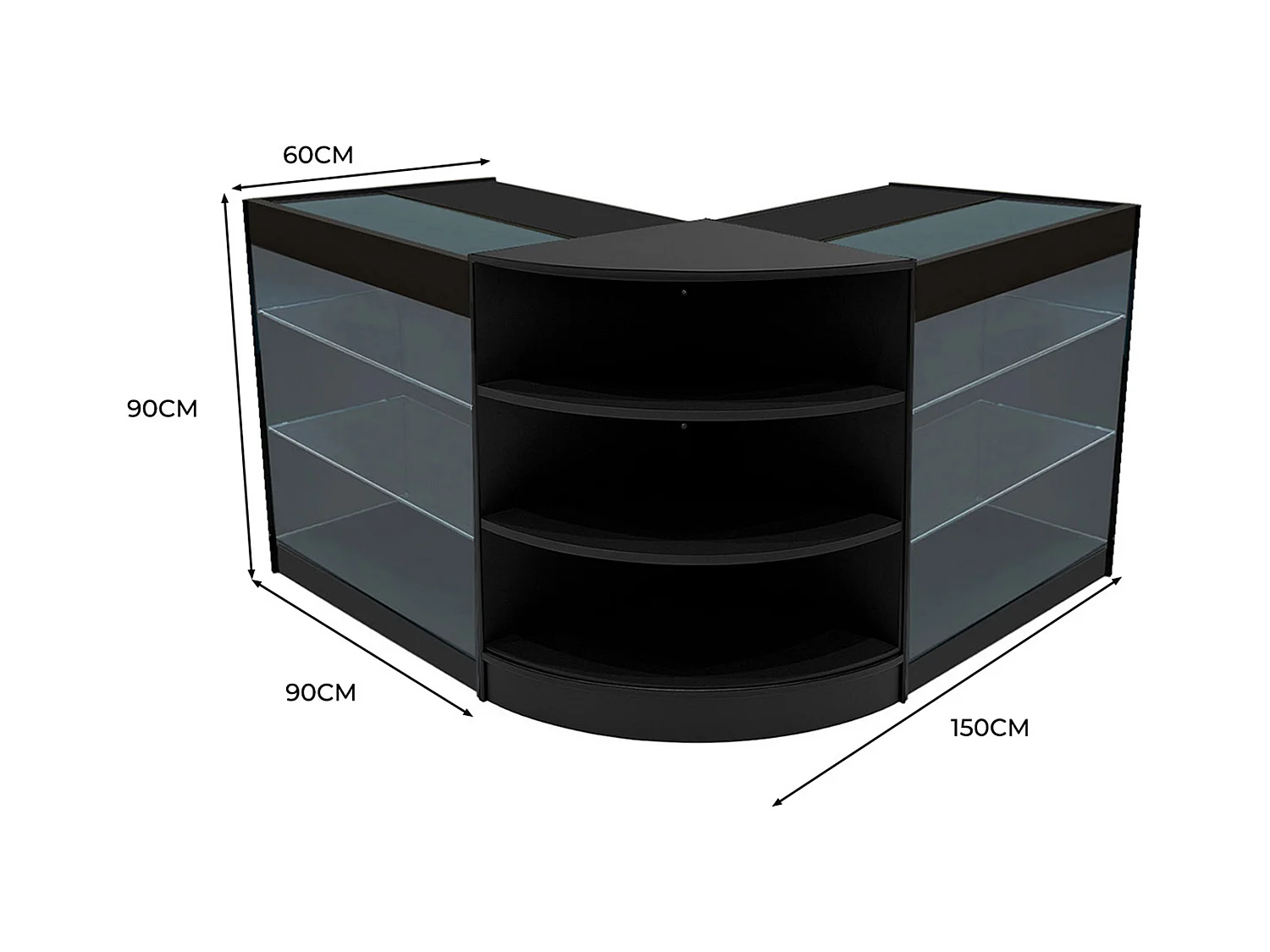 Apollo LED Verkaufstheken-Set LM60 + K900 (2 Stück) – Schwarz