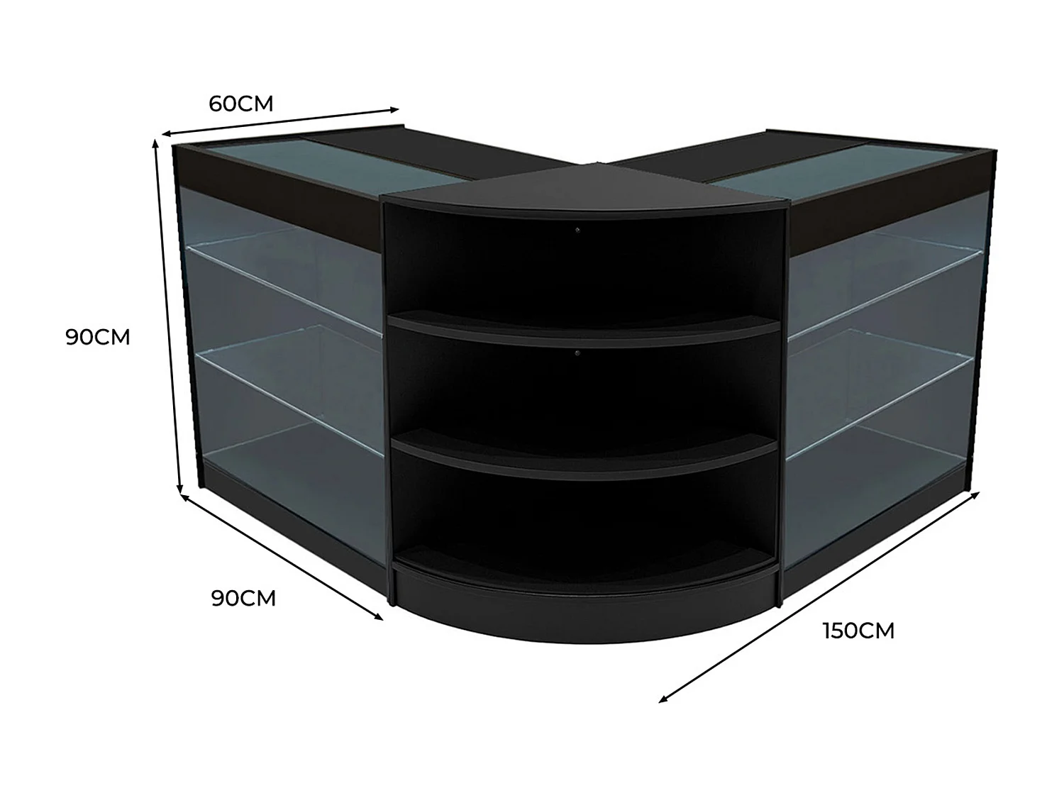 Apollo LED Winkel Toonbank Set LM60 & 2 x K900 - Zwart