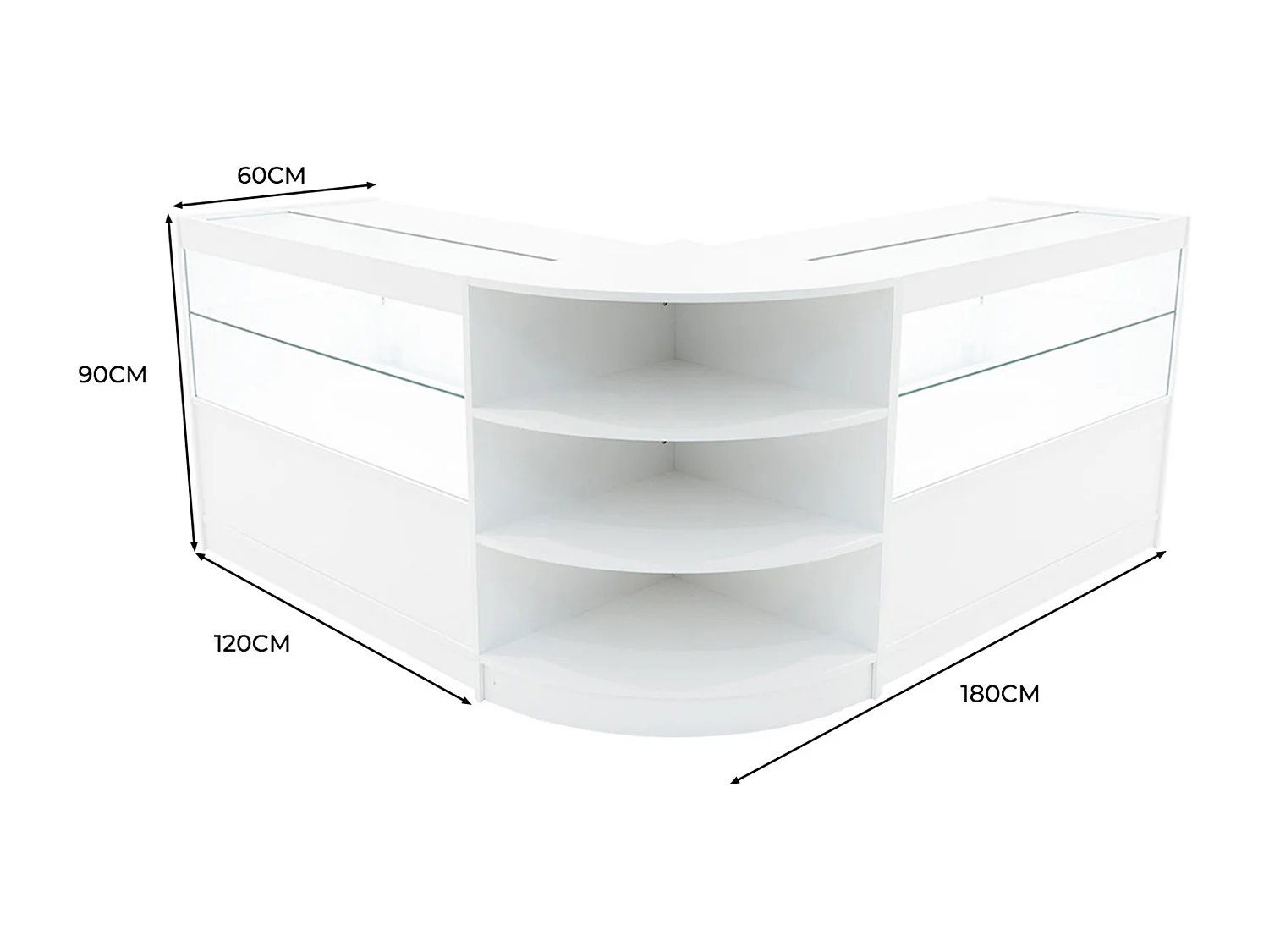 Comptoir de Ventes Verouillables Blanc à LED Ensemble Andromeda C1200 LM60