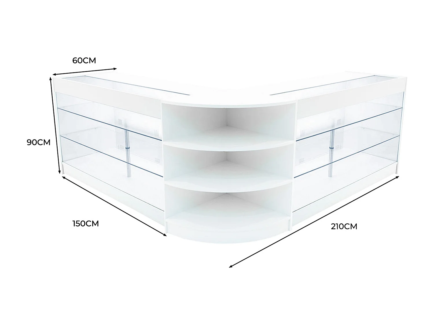 Set Mostradores Comerciales con Luz LED "APOLLO" LM60+ 2x K1500 – Blanco