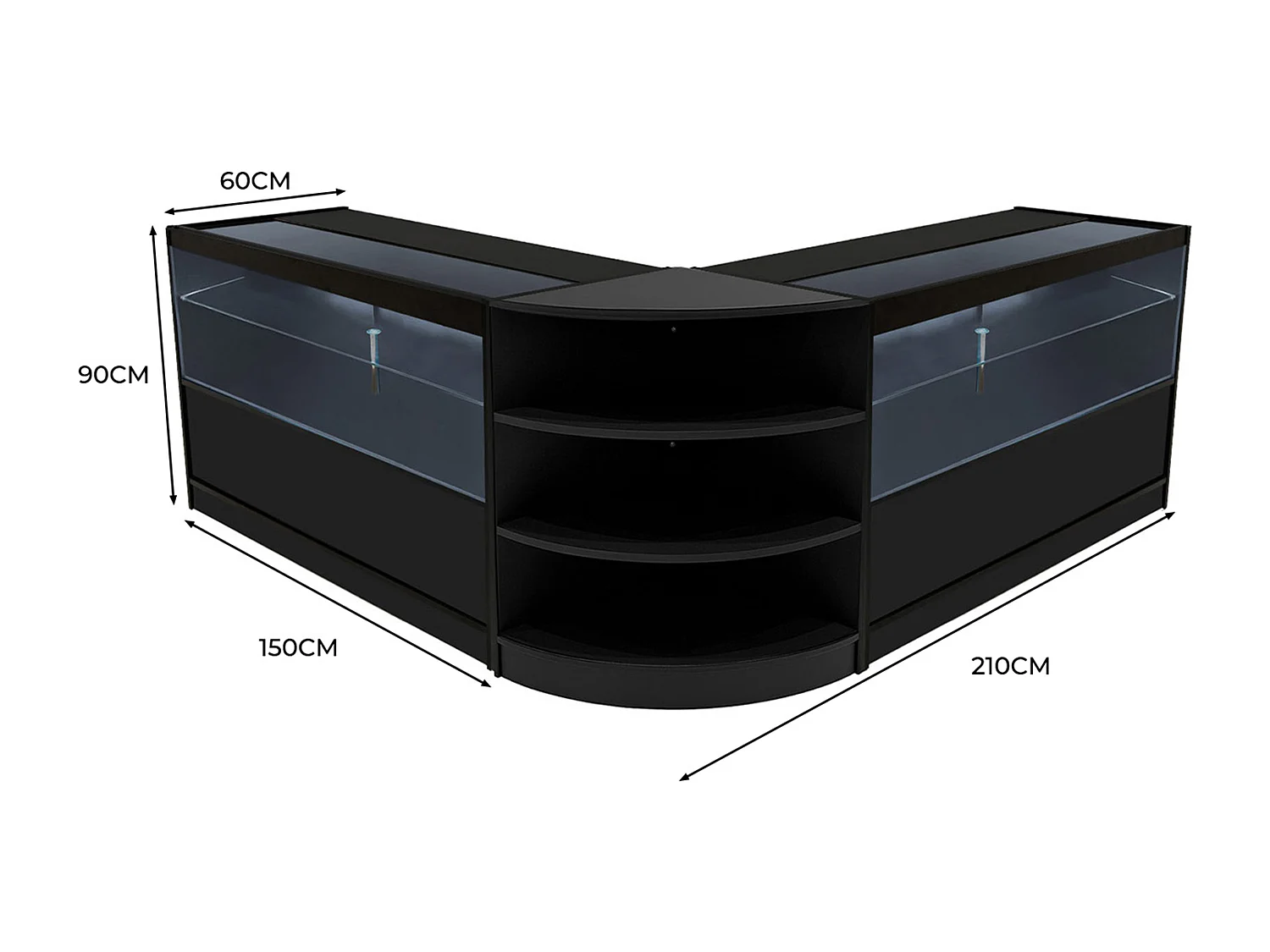 Zestaw oświetlenia sklepowego Andromeda LED LM60 i 2 x C1500 – czarny