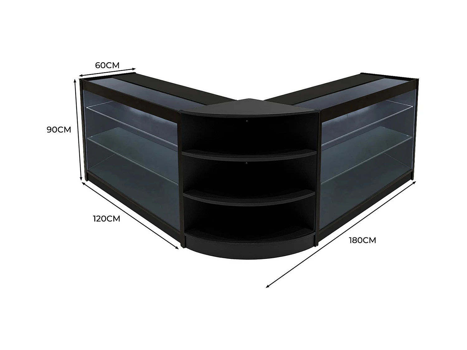 Apollo LED Verkaufstheken-Set LM60 + K1200 (2 Stück) – Schwarz