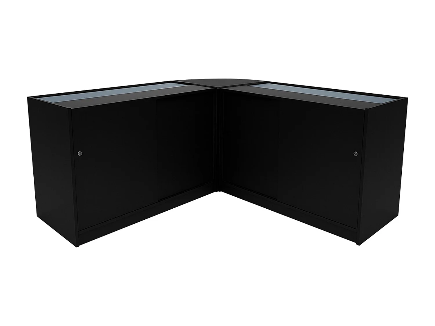 Set Bancone Nero Apollo LED K1500 LM60 con Vetrina Espositiva 3 Ripiani
