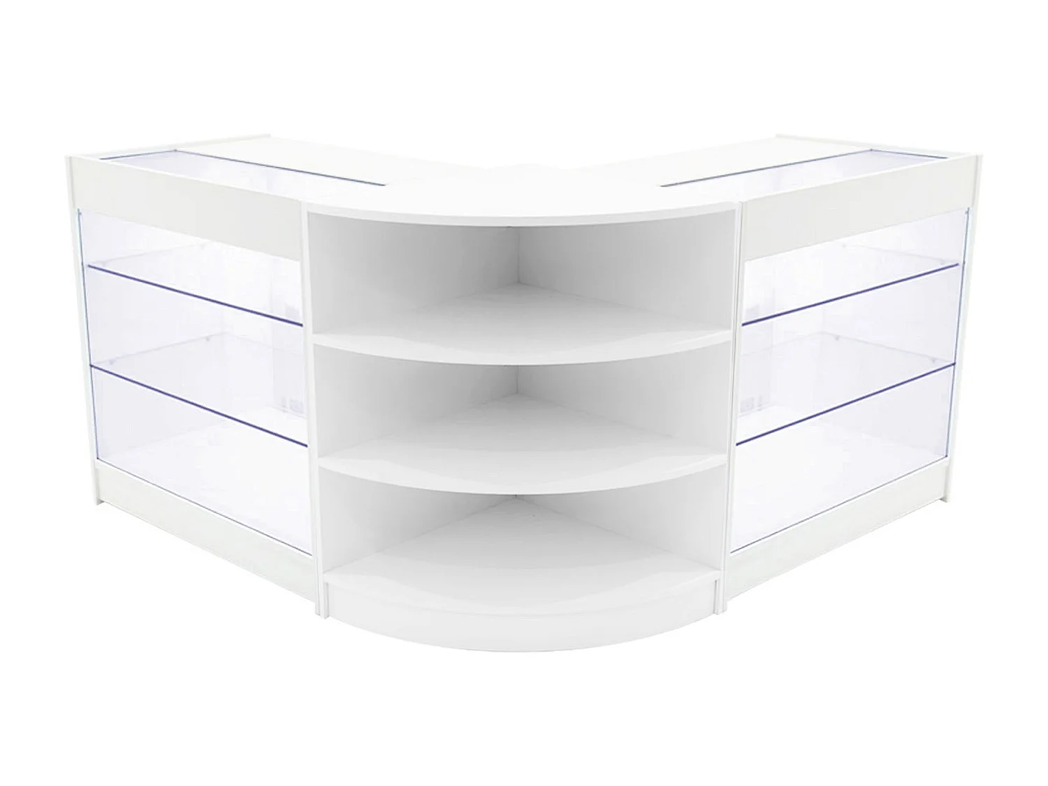 Set Bancone Bianco Apollo LED K900 LM60 con Vetrina Espositiva 3 Ripiani