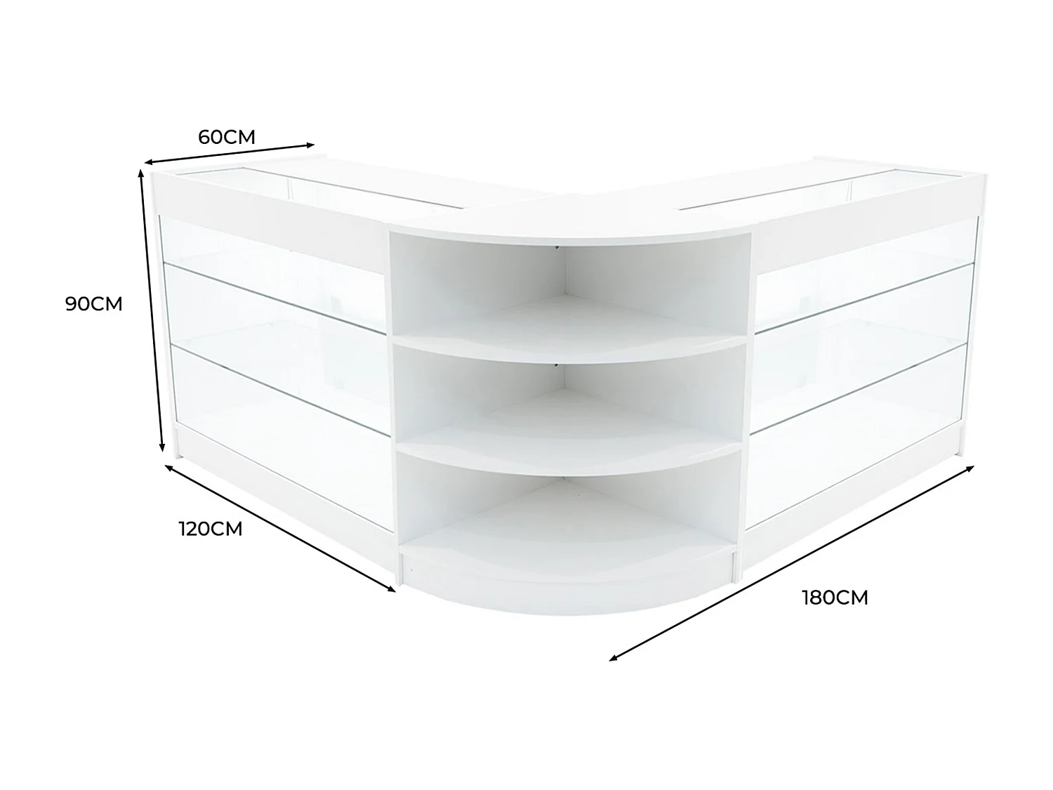 Comptoir de Ventes Verouillables en MDF Blanc à LED Ensemble Apollo K1200 LM60