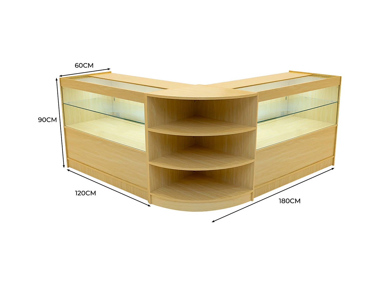 Comptoir de Ventes Verouillables Érable à LED Ensemble Andromeda C1200 LM60