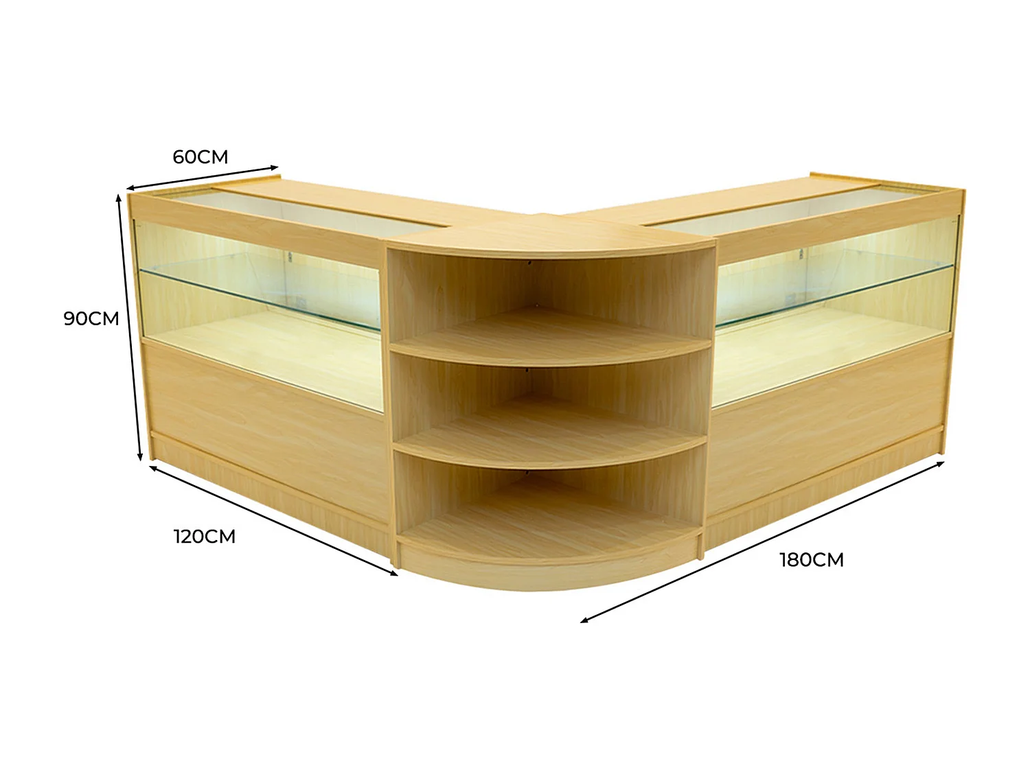 Andromeda LED Winkel Toonbank Set LM60 & 2 x C1200 - Esdoorn