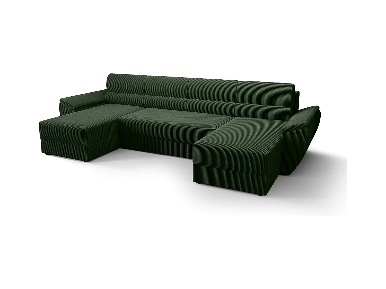 BEDANTE canapé d’angle REBIU2 Poso 14 vert foncé avec fonction de couchage canapé en U avec espace de rangement
