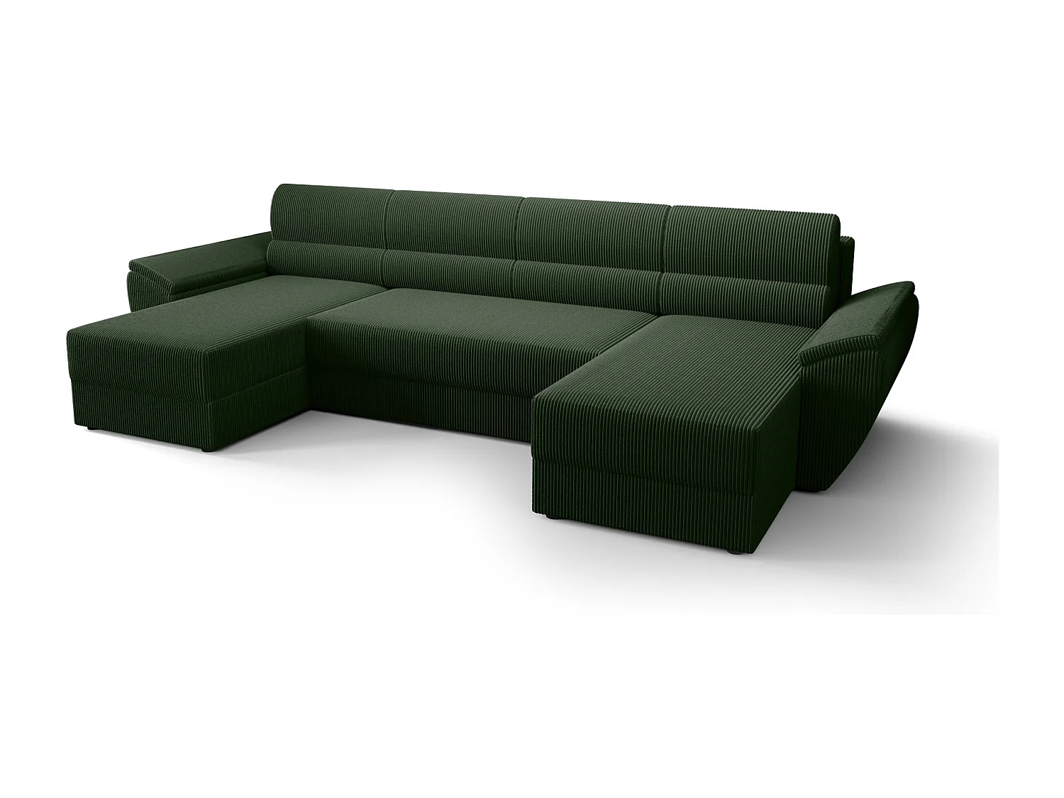 BEDANTE canapé d’angle REBIU2 Poso 14 vert foncé avec fonction de couchage canapé en U avec espace de rangement