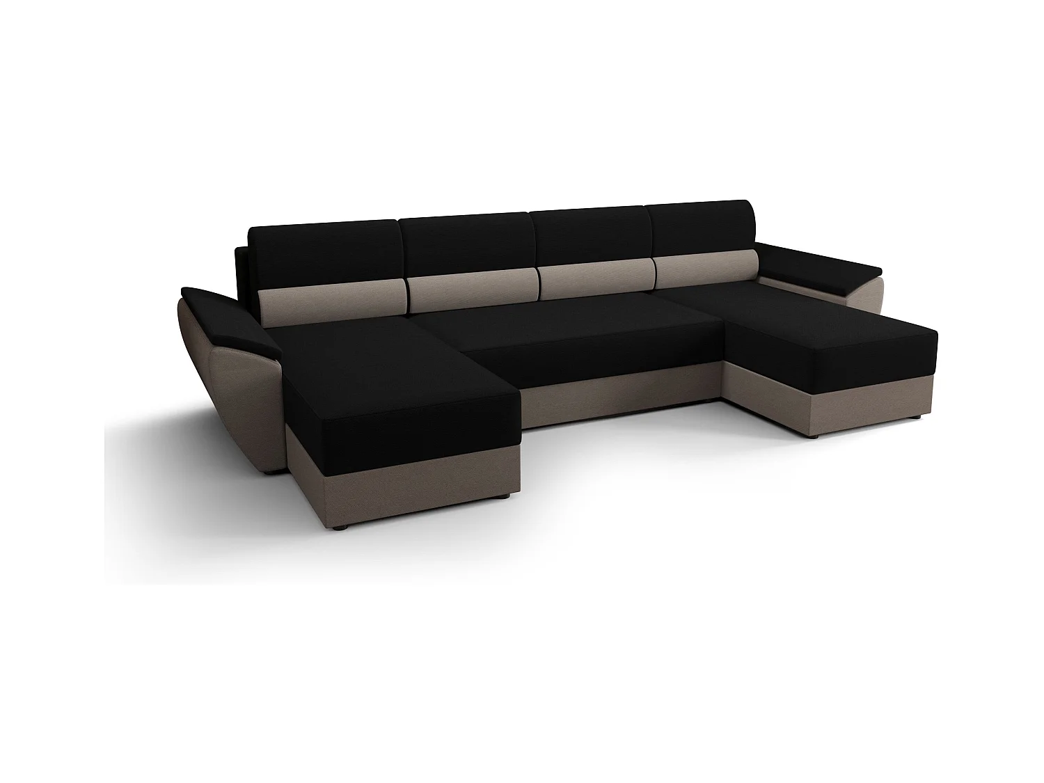 BEDANTE canapé d’angle REBIU2 RAINBOW 15+83 noir/beige avec fonction de couchage canapé en U avec espace de rangement