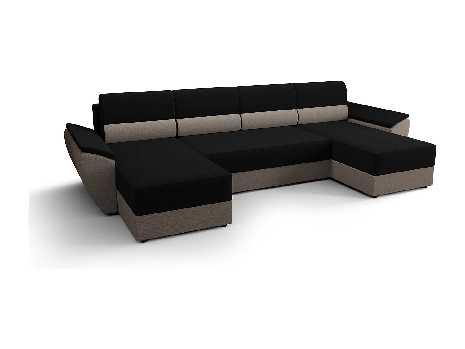 BEDANTE canapé d’angle REBIU2 RAINBOW 15+83 noir/beige avec fonction de couchage canapé en U avec espace de rangement