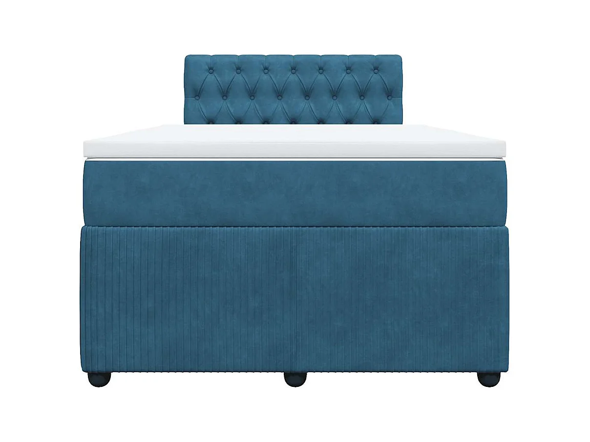 Cama boxspring com colchão 120x200 cm veludo azul