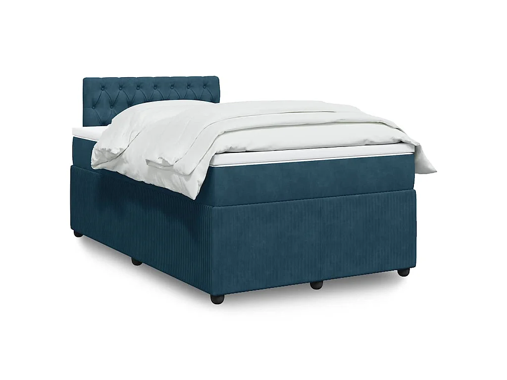 Boxspring met matras fluweel blauw 120x200 cm