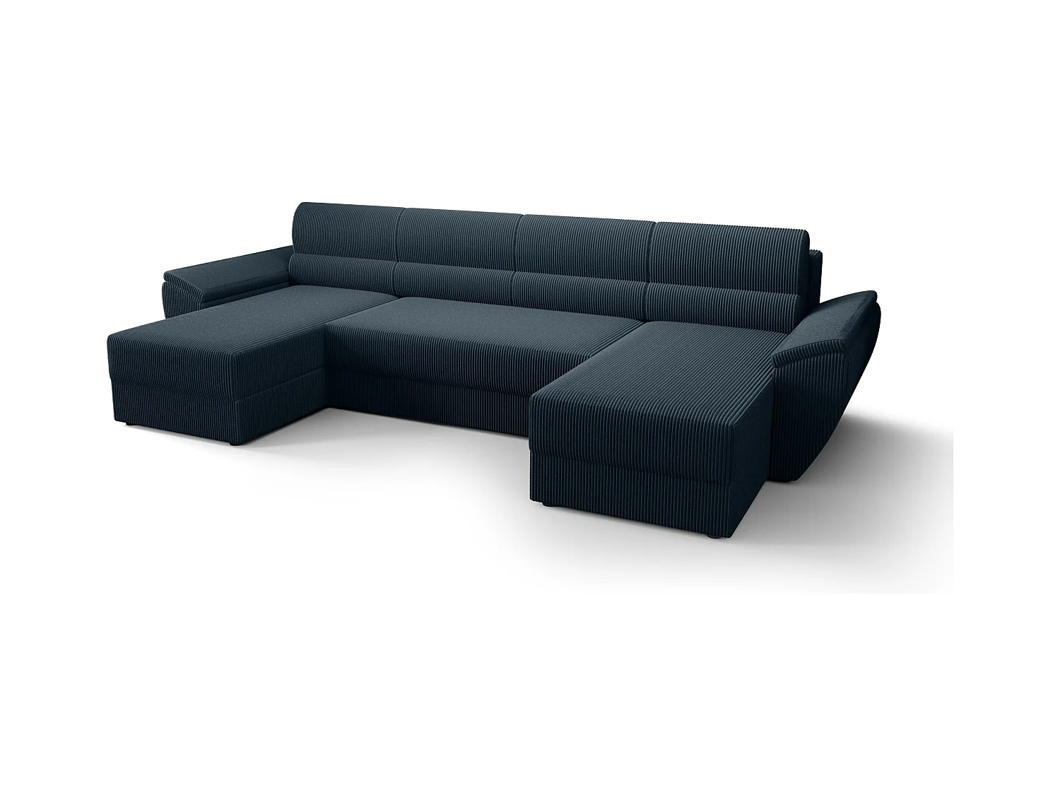 BEDANTE canapé d’angle REBIU2 Poso 05 bleu foncé avec fonction de couchage canapé en U avec espace de rangement