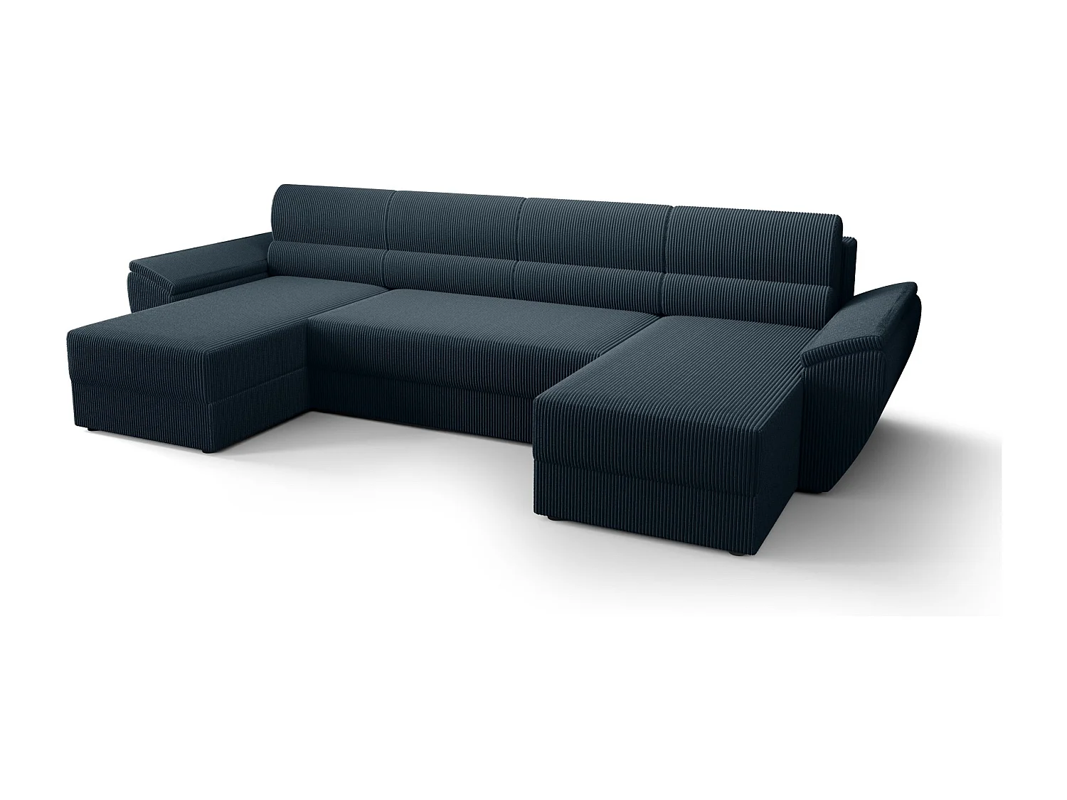 BEDANTE canapé d’angle REBIU2 Poso 05 bleu foncé avec fonction de couchage canapé en U avec espace de rangement
