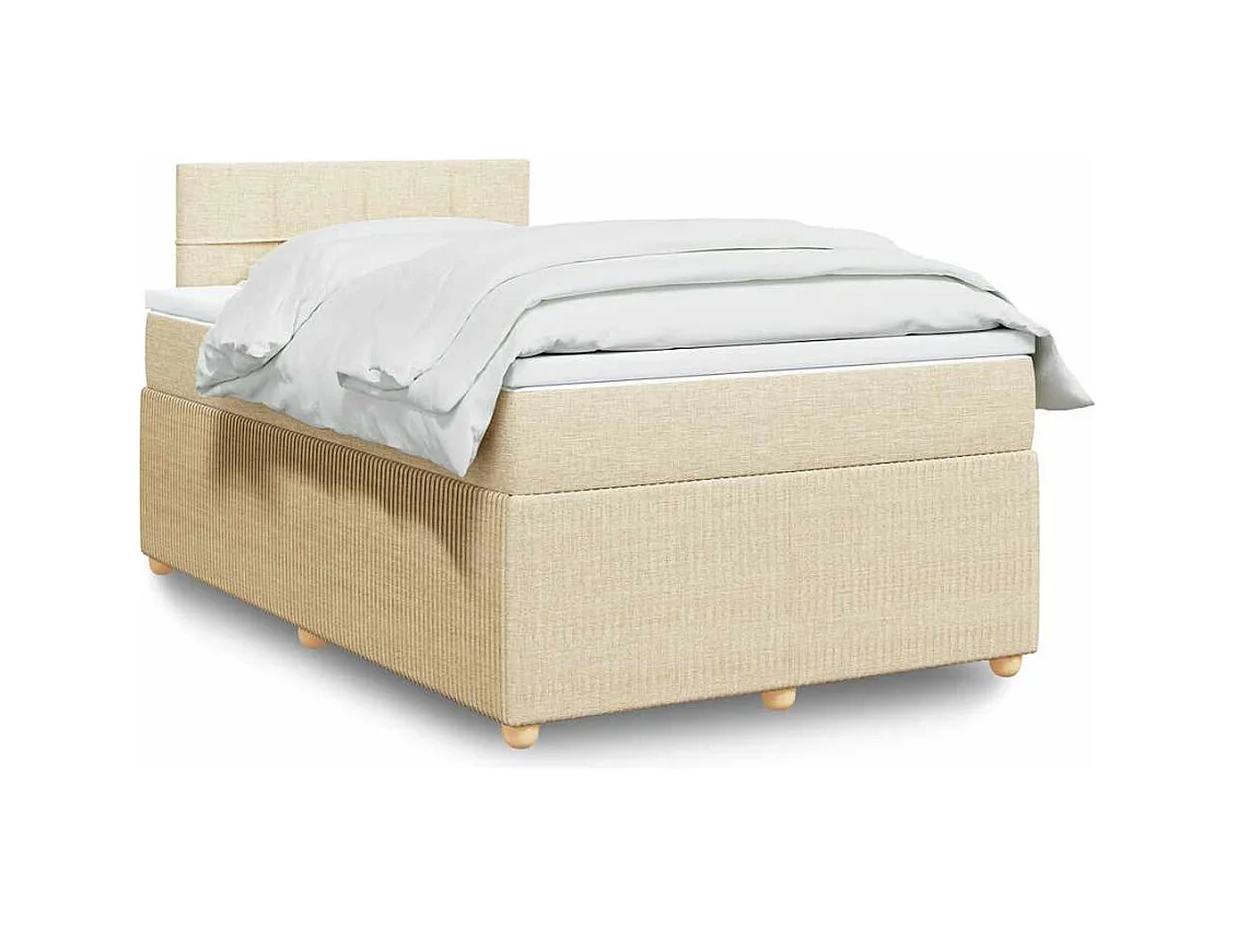 Sommier à lattes de lit avec matelas Crème 120x200 cm Tissu