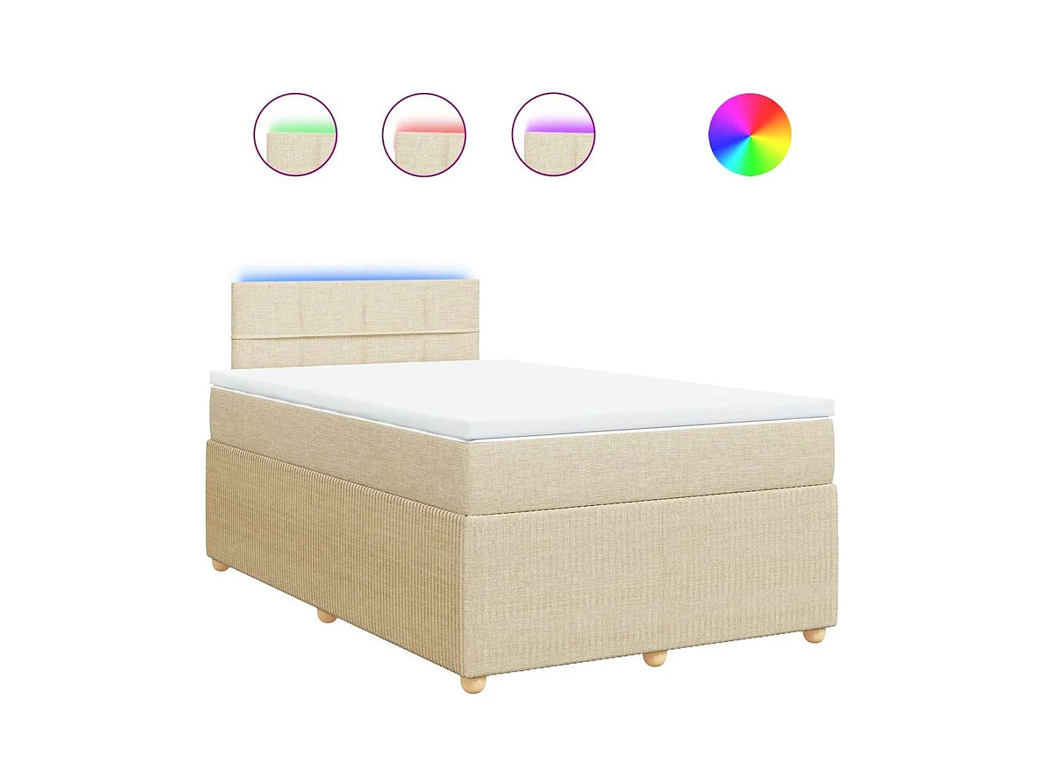 Sommier à lattes de lit avec matelas Crème 120x200 cm Tissu