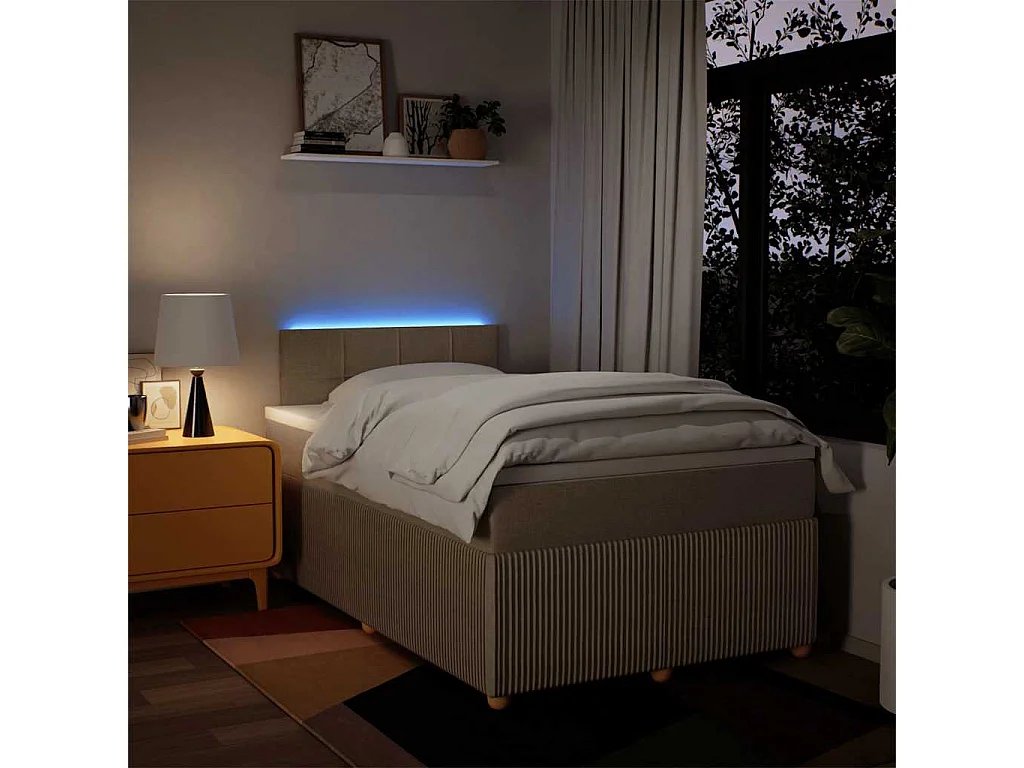 Sommier à lattes de lit avec matelas Crème 120x200 cm Tissu