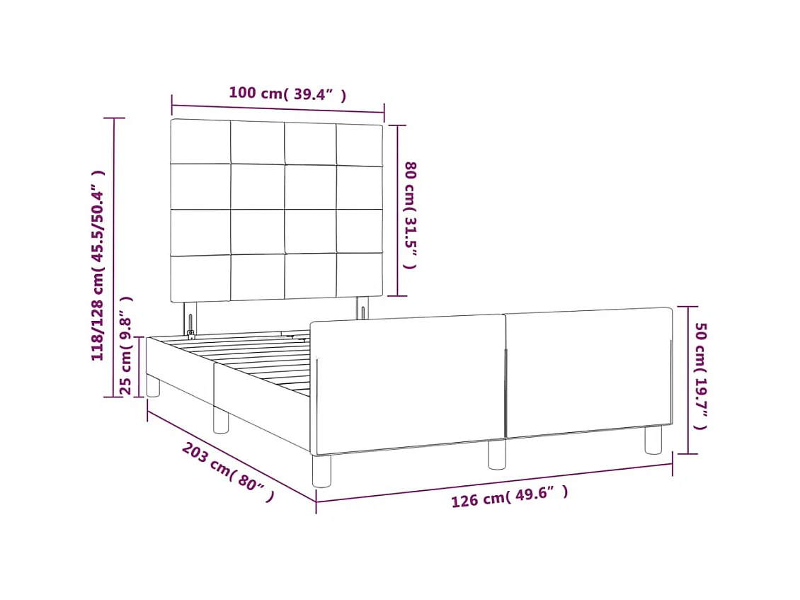 Giroletto senza Materasso Grigio Chiaro 120x200 cm Tessuto