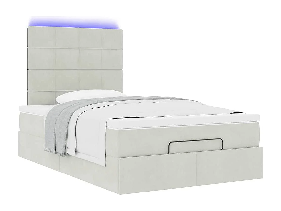 Ottoman bed met matrassen en LED's 120x190cm fluweel lichtgrijs