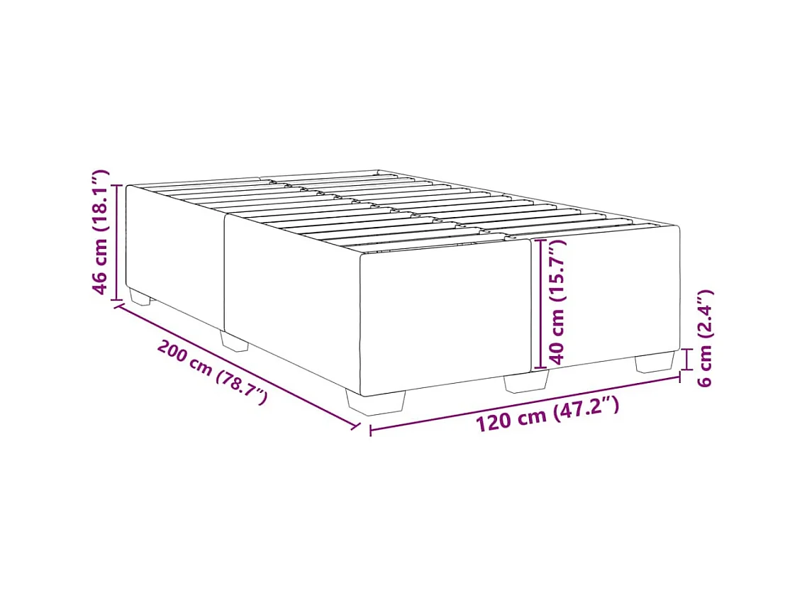 Estructura de cama sin colchón tela marrón oscuro 120x200 cm