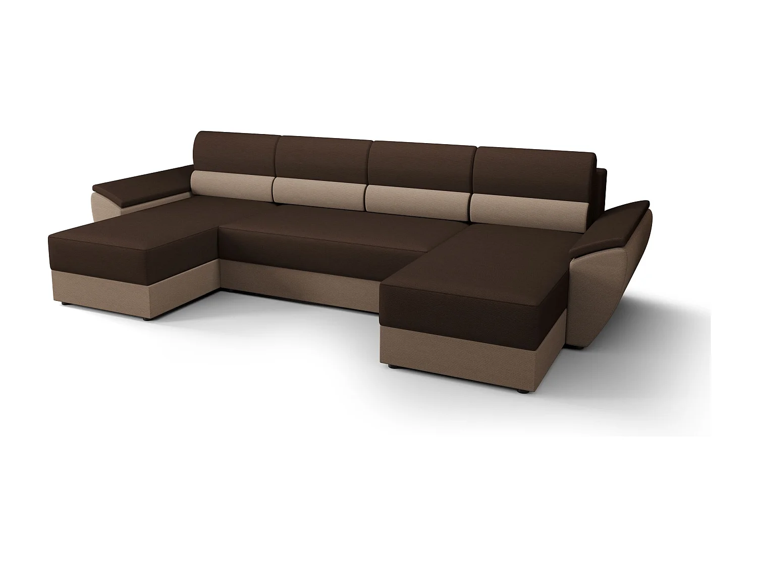 BEDANTE canapé d’angle REBIU2 RAINBOW 20+05 marron/beige avec fonction de couchage canapé en U avec espace de rangement