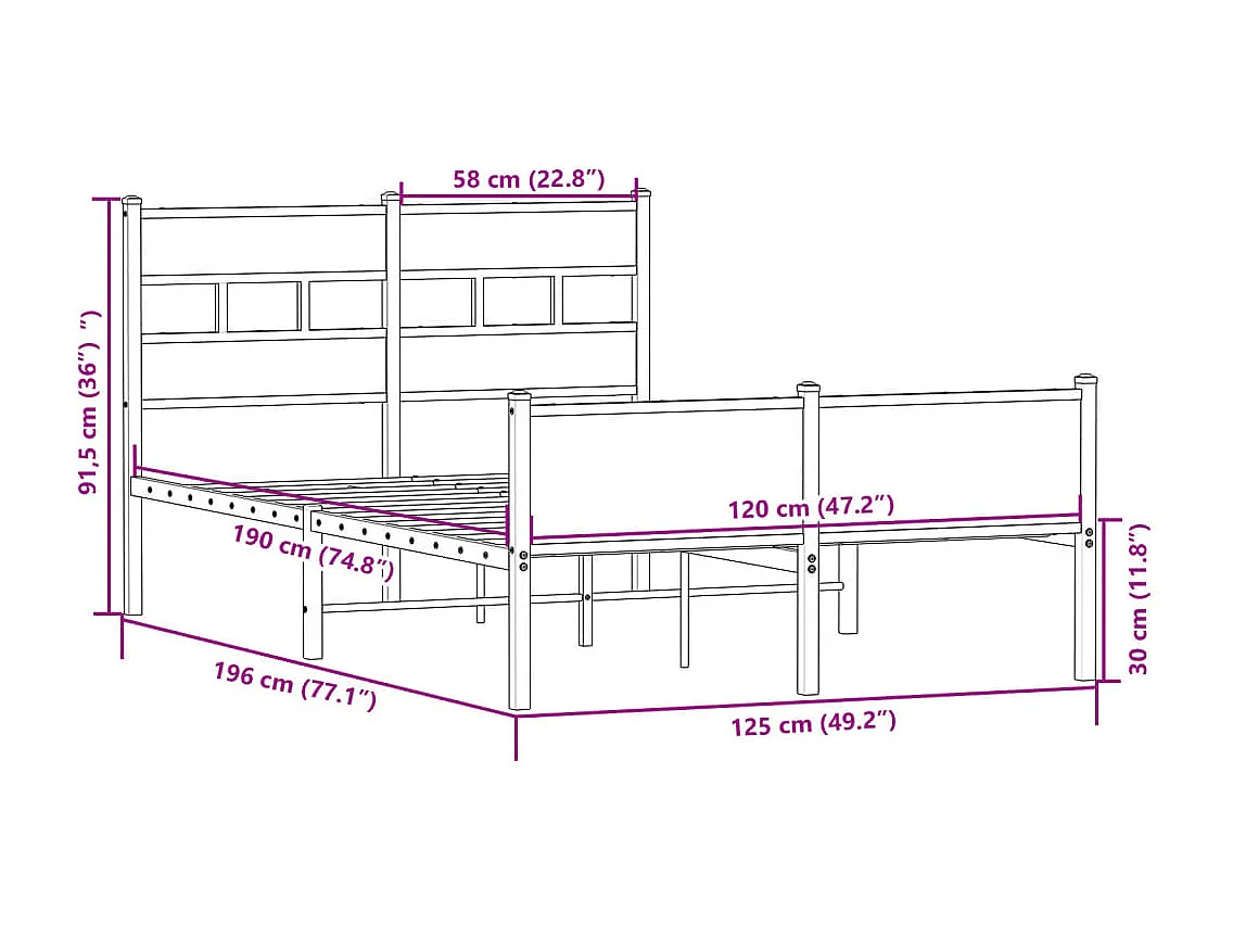 Estrutura cama s/ colchão derivados de madeira carvalho sonoma