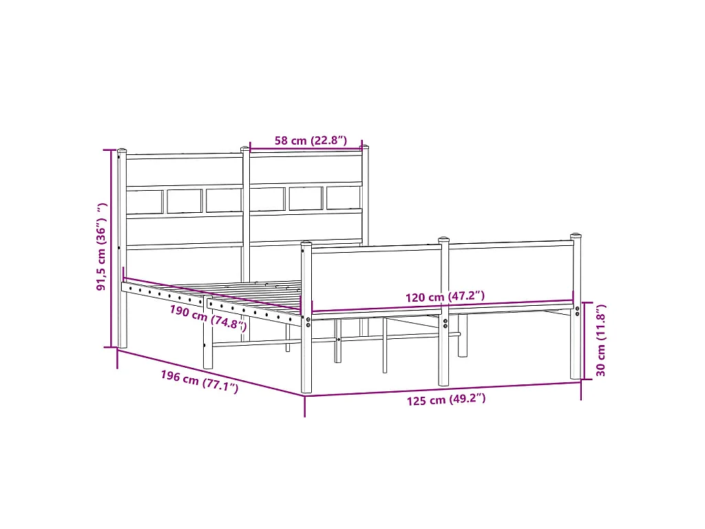 Cadre de lit sans matelas chêne sonoma 120x190 cm