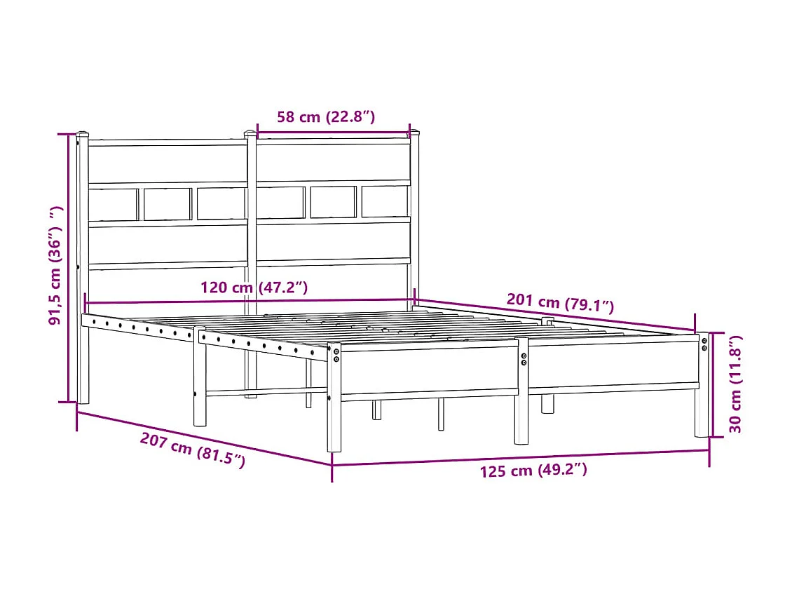 Bedframe zonder matras hout sonoma eikenkleurig 120x200 cm
