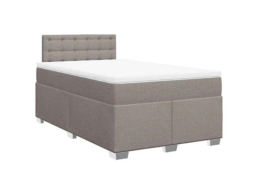 Cama boxspring c/ colchão 120x190cm tecido castanho-acinzentado