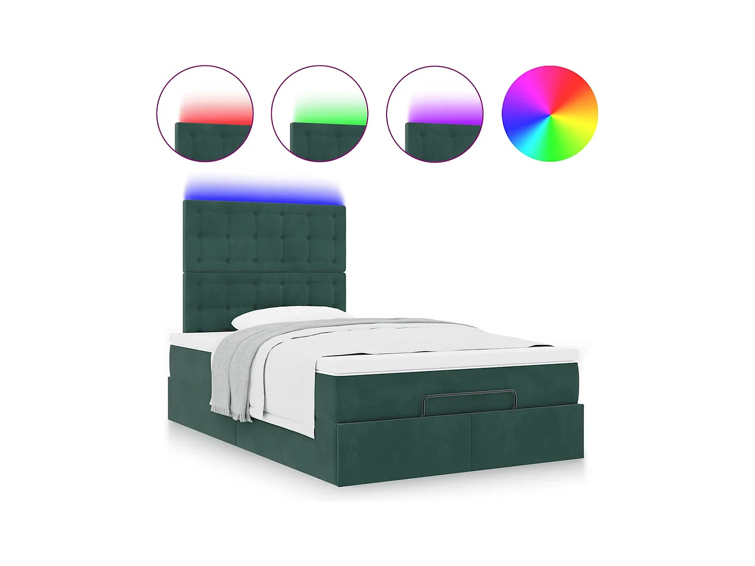 Cadre de lit ottoman avec matelas vert foncé 120x200 cm velours