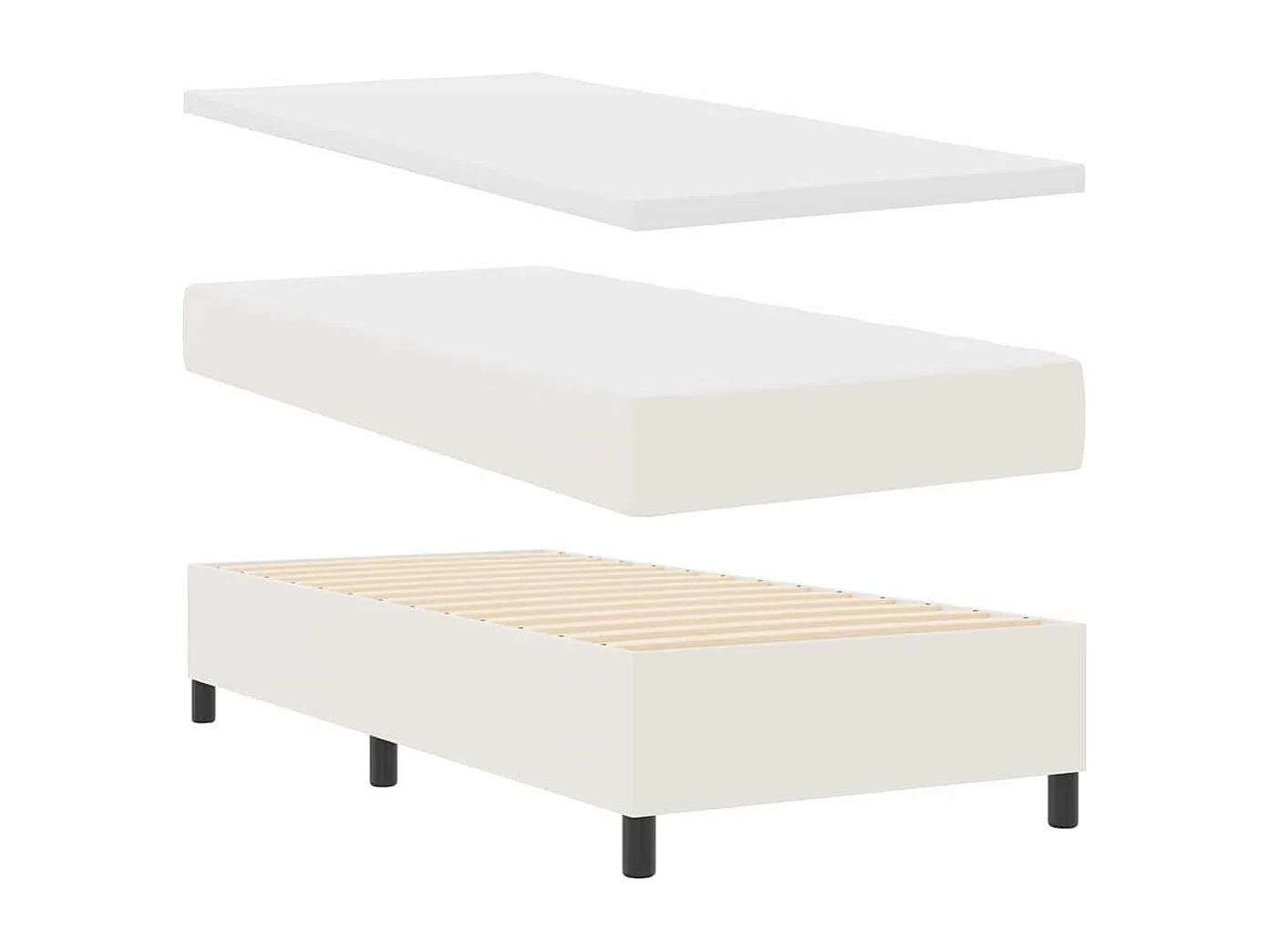 Boxspringbed Crème en Wit 100 x 200 cm Katoen Stof