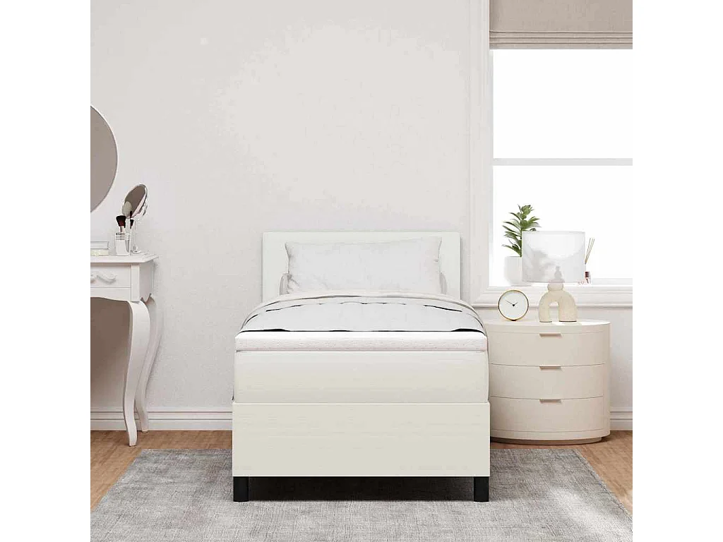 Letto a molle Crema e Bianco 100 x 200 cm Tessuto in Cords