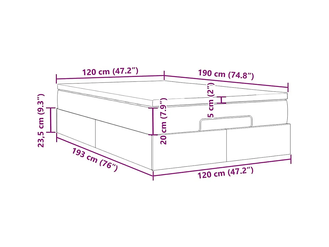 Ottoman-Bett mit Matratze Dunkelbraun 120x190 cm Stoff