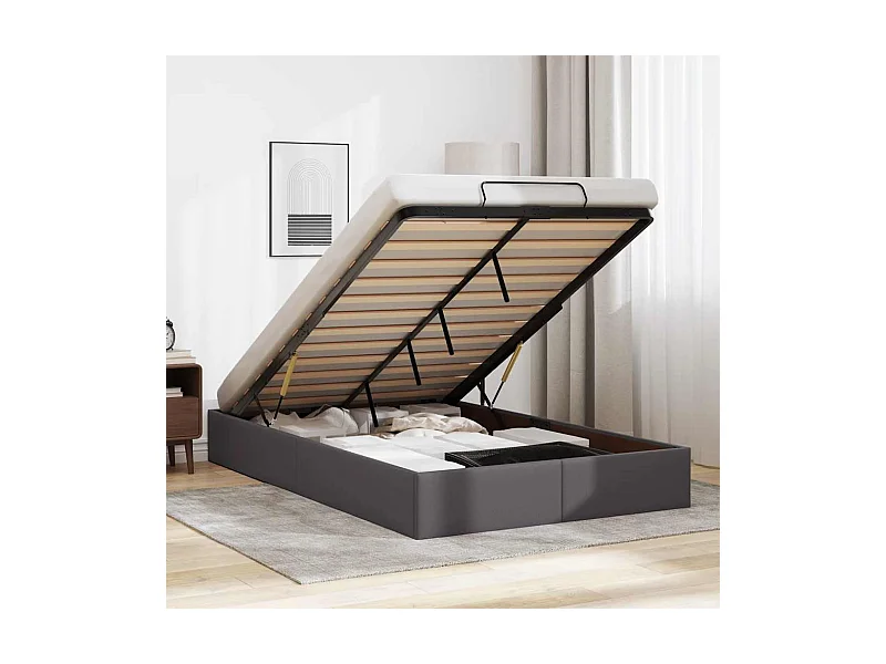 Ottoman-Bett ohne Matratze Grau 120x190 cm Kunstleder