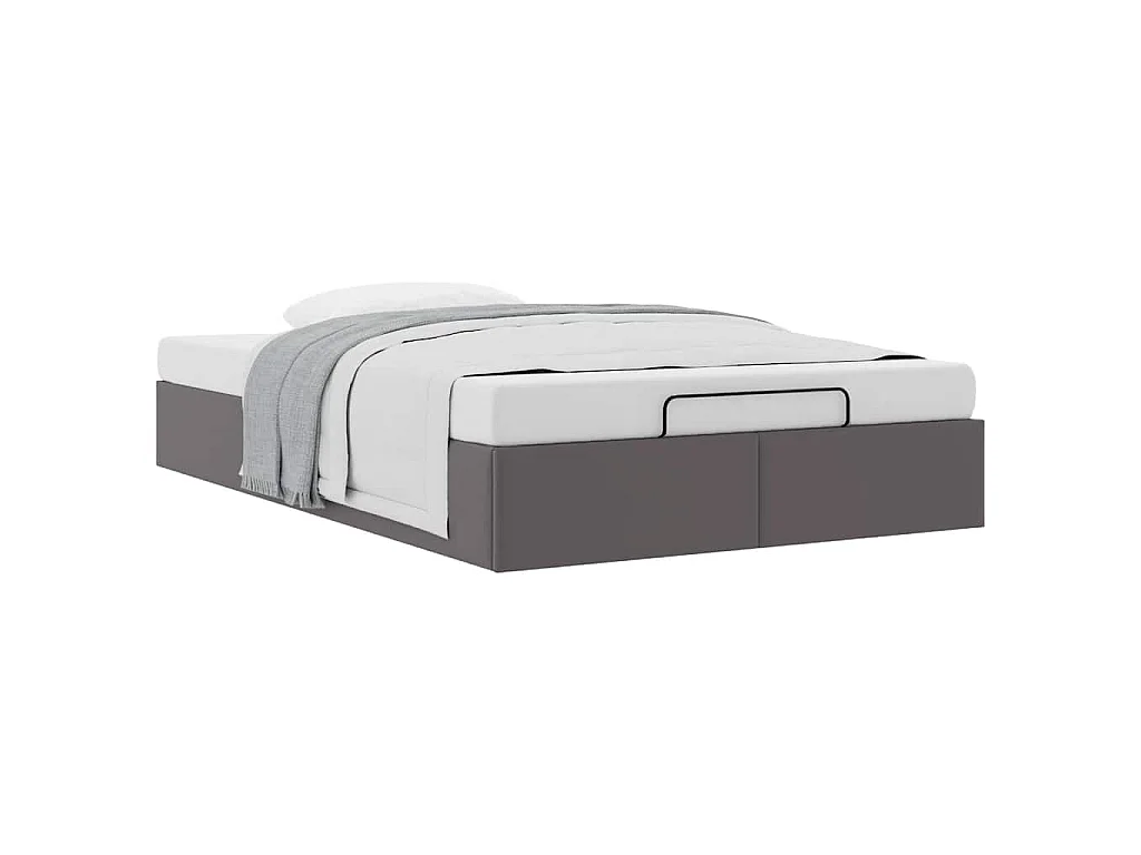 Ottoman-Bett ohne Matratze Grau 120x190 cm Kunstleder