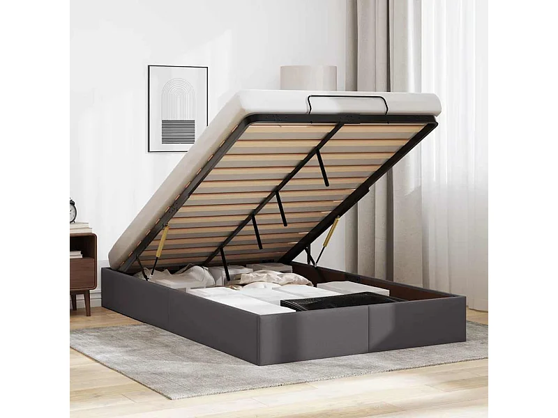 Ottoman-Bett ohne Matratze Grau 120x190 cm Kunstleder