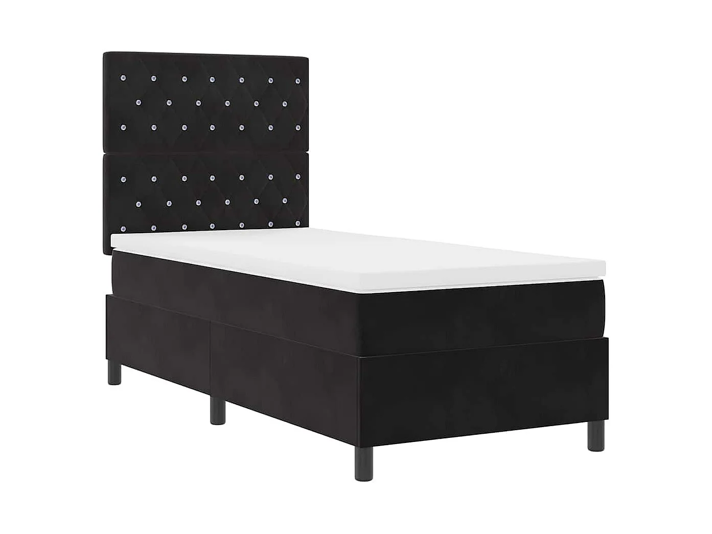 Lit à ressort LED avec matelas Noir 100 x 200 cm tissu